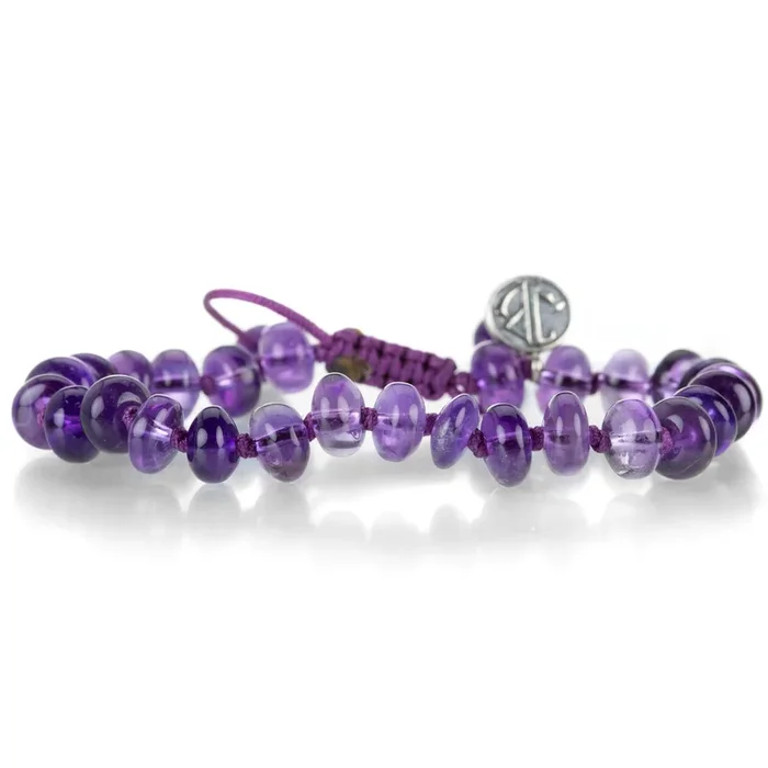 Smooth Amethyst Hand Knotted Bracelet