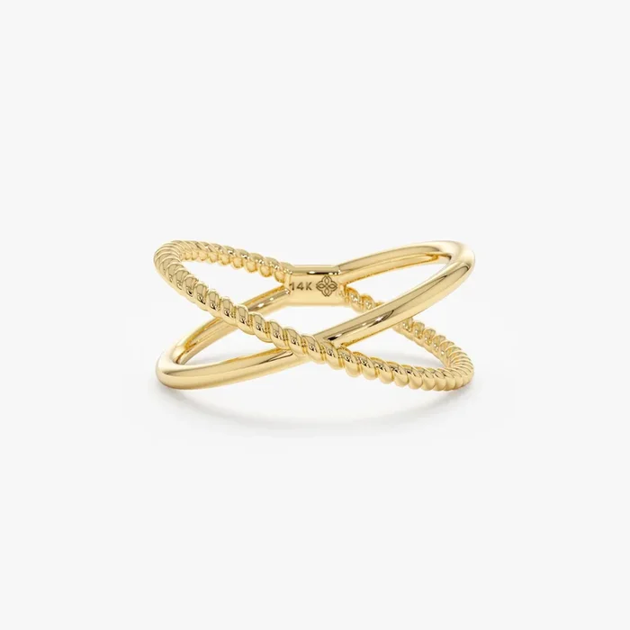 Smooth and Cabled Cords Entwined Ring, Galaxia