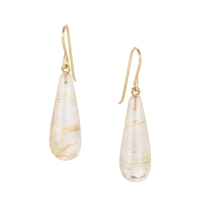Smooth Golden Rutilated Quartz Earrings