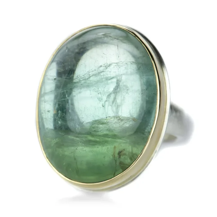 Smooth Oval Green Tourmaline Ring