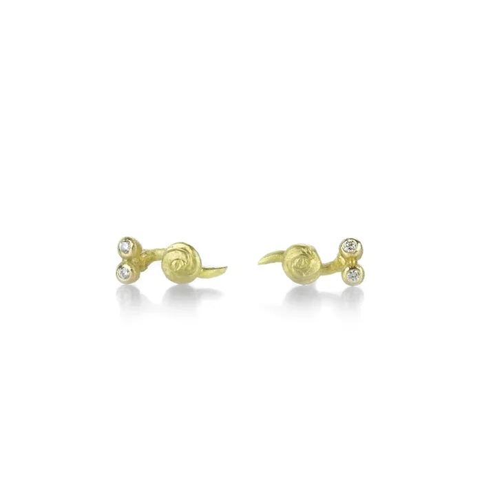 Snail Studs with Diamonds