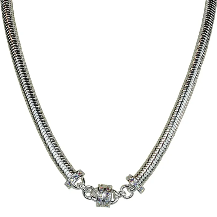 Snake Chain 32″ Magnetic Interchangeable Necklace (Sterling Silvertone)