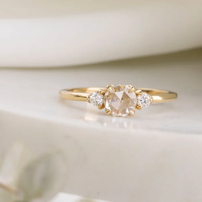 Sofia Ring, 0.40ct Rose Cut Diamond, 14k Yellow Gold (One of a kind)