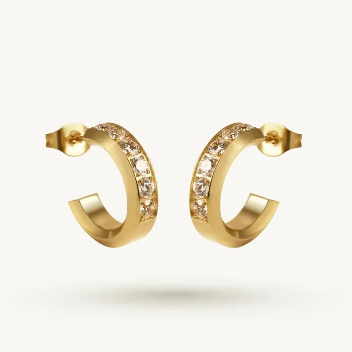 Soft Sparkle Half Hoop Earring