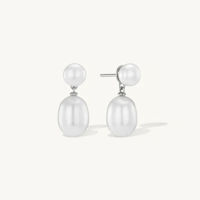 Soleil Pearl Earrings Silver