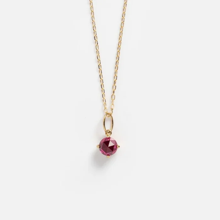 Solid Gold 2025 July Capsule Classic Ruby Pendant Necklace