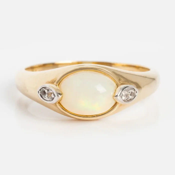Solid Gold Crystal Ball Opal Ring