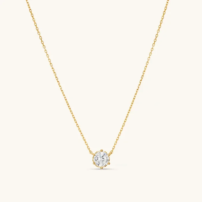 Solid Gold Floating Crystal Necklace