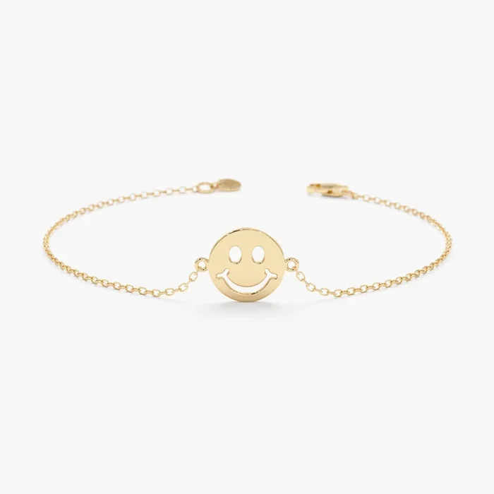 Solid Gold Happy Face Bracelet, Tina