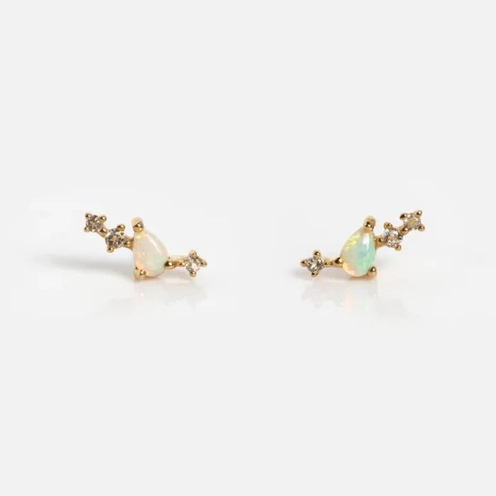 Solid Gold Opal Constellation Flat Back Studs