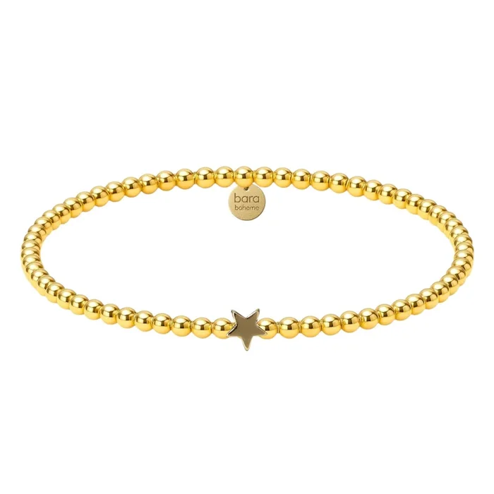 Solid Star Charm | Gold Filled Beaded Bracelet