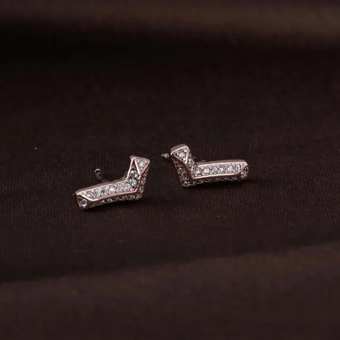 Solitaire Boomerang Studs | Rose Gold