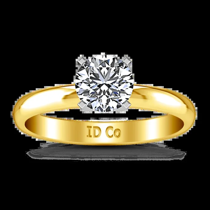 Solitaire Diamond Engagement Ring Comfort Fit Round Diamond 14K Yellow Gold