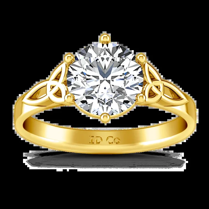 Solitaire Diamond Engagement Ring Fiona Celtic Knot 14K Yellow Gold