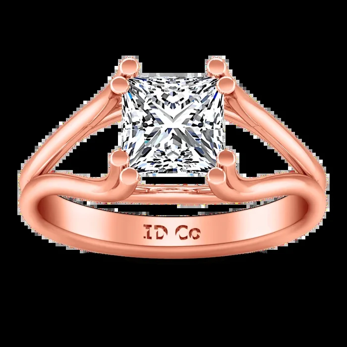 Solitaire Diamond Princess Cut Engagement Ring Bella 14K Rose Gold