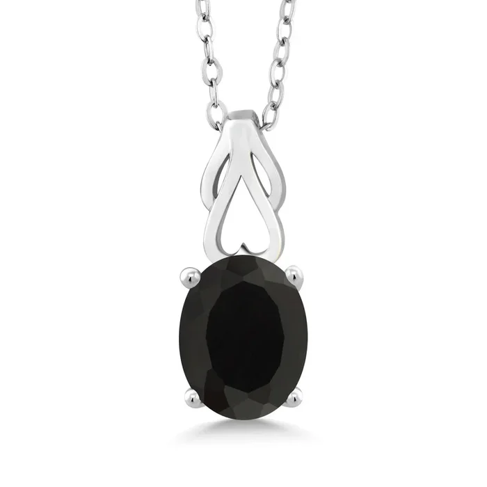 Solitaire Pendant Necklace for Women | 925 Sterling Silver | 9X7MM Oval Gemstone Birthstone Necklace | With 18 Inch Silver Chain | Fine Jewelry Gifts for Her Mom Women Wife