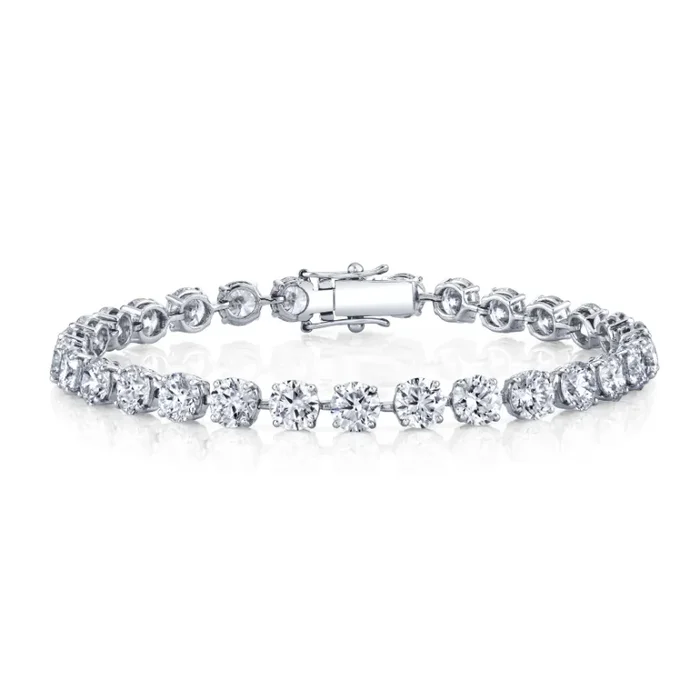 Spaced Round Diamond Tennis Bracelet – 18K White Gold