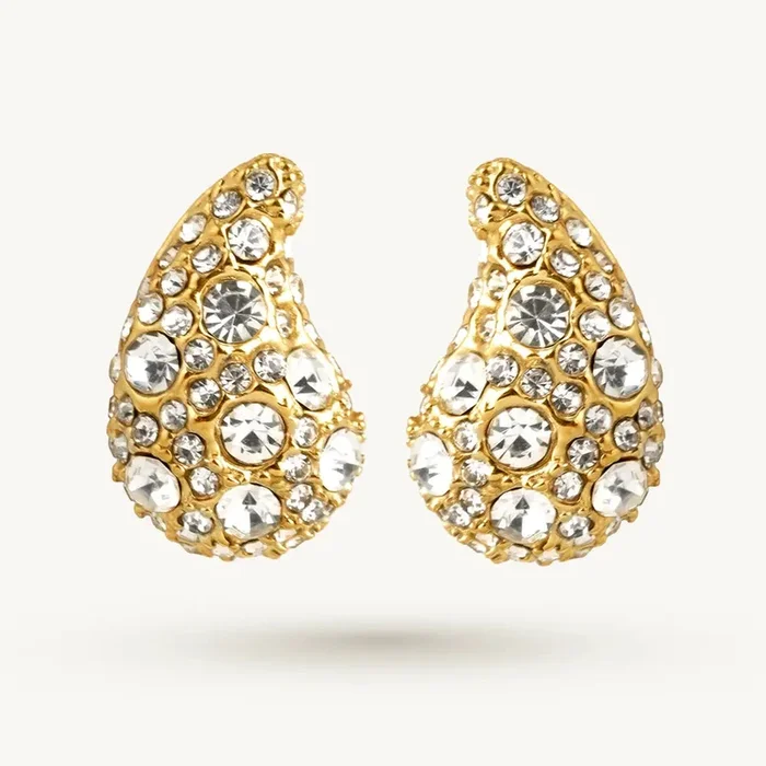 Sparkling Paisley Crystal Stud Earring