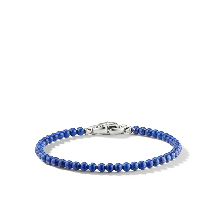 Spiritual Beads Bracelet in Lapis with Sterling Silver, 4mm