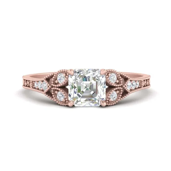 Split Band Antique Asscher Diamond Ring