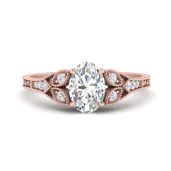 Split Band Antique Oval Diamond Ring