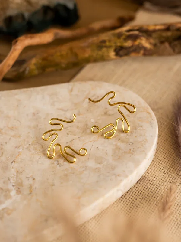 Squiggles Brass Earring (Anti Tarnish)