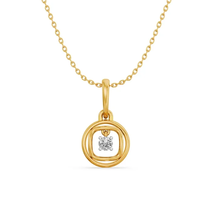 Squircle Frame 9KT Gold Lab Grown Diamond Pendant