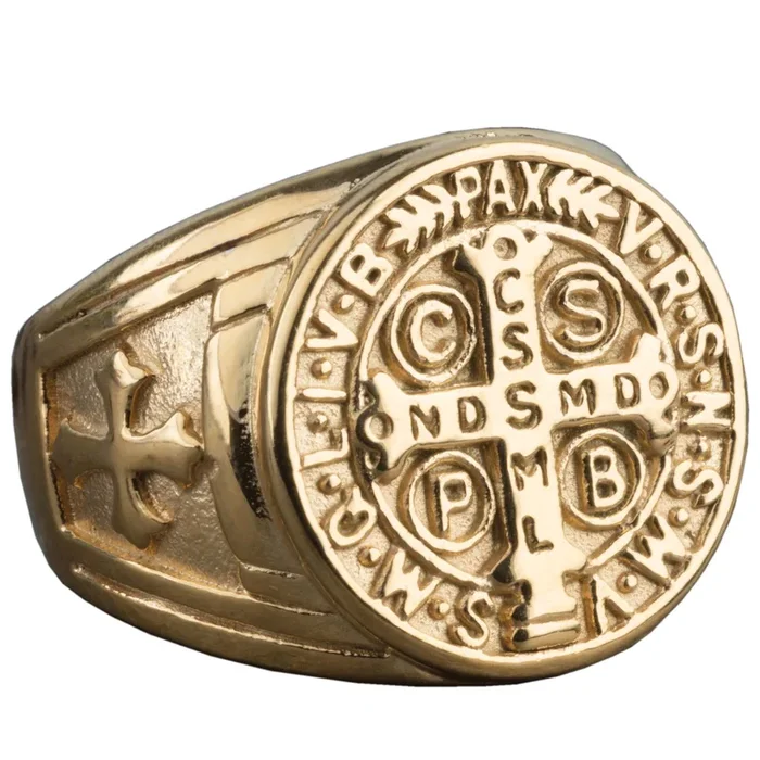 St Benedict Men’s Gold Plated Ring