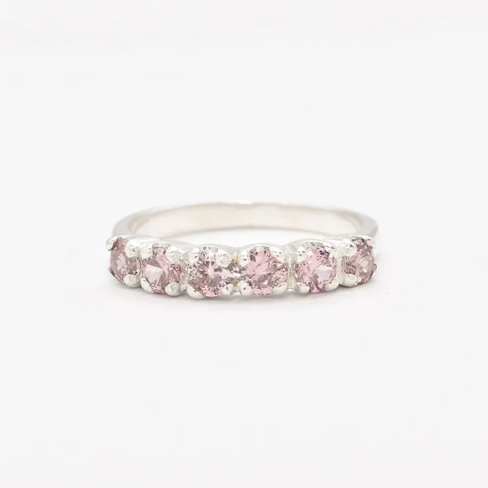 Stackable Morganite Band – Pink Minimalist Ring – Morganite Eternity Ring