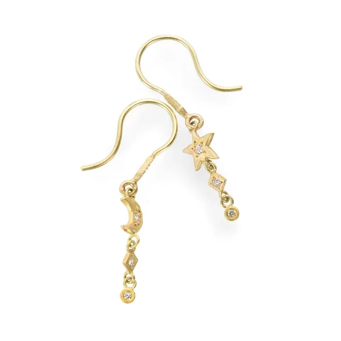 Star and Moon Drop Earrings