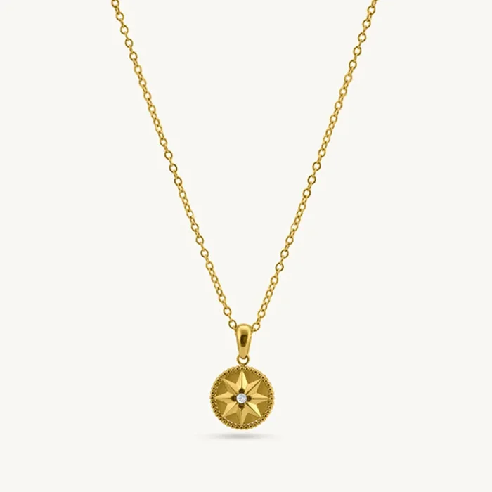 Star Crown Solitaire Pendant Necklace