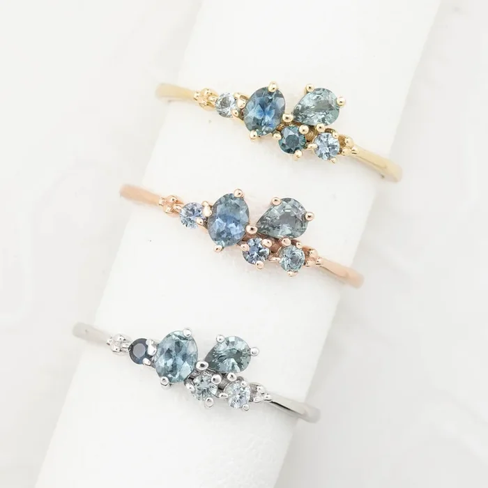 Stardust Cluster Sapphire Ring, Petite