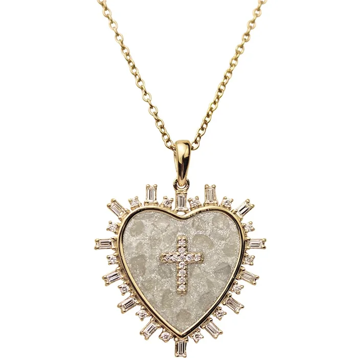 Stardust Diamond Divine Love Baguette Necklace (14K Gold Plated)