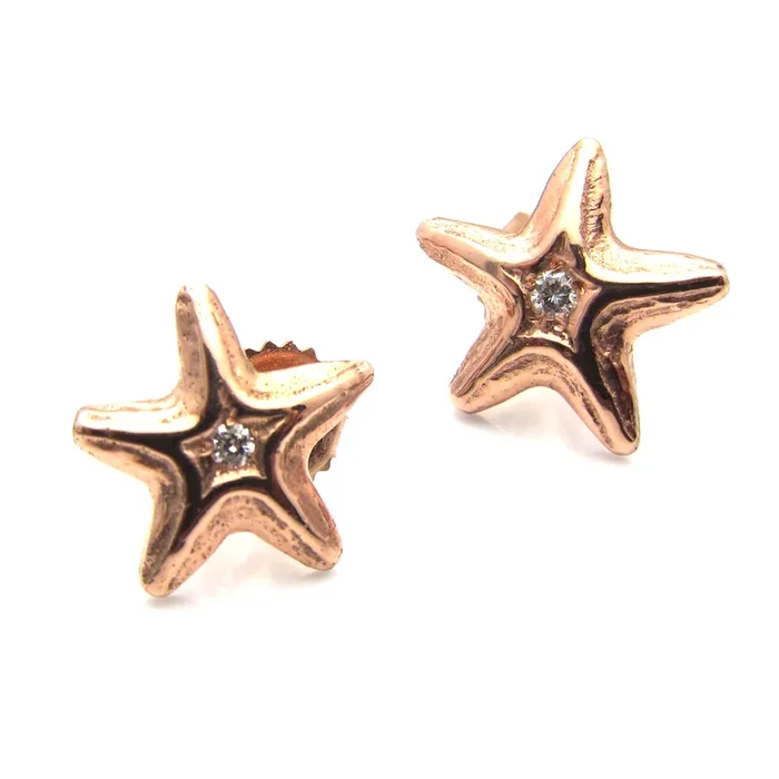Starfish Studs with Diamond Centers