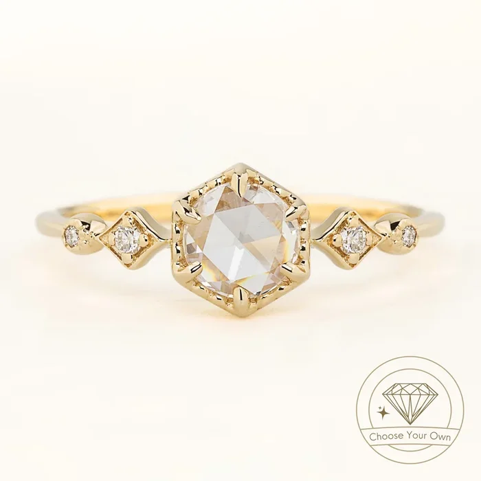 Stella Hexagon Round Diamond Ring