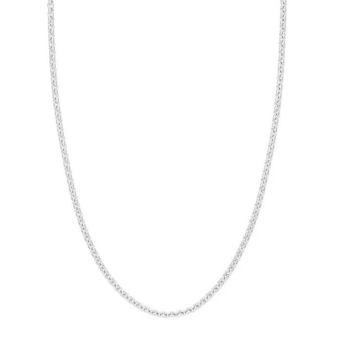 Sterling Silver 22 Inches Rounded Box Chain