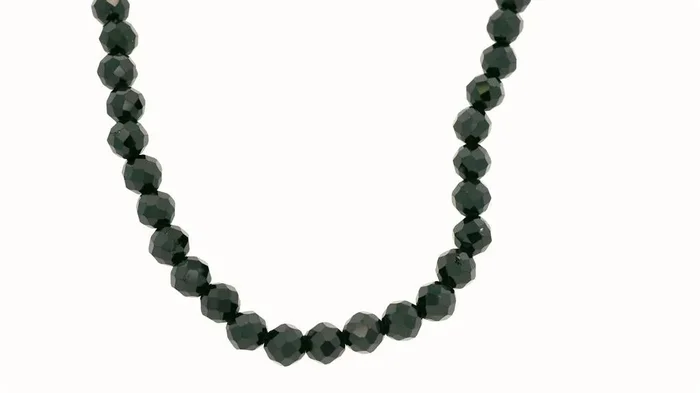 Sterling Silver 4mm Beaded Black Spinel Necklace
