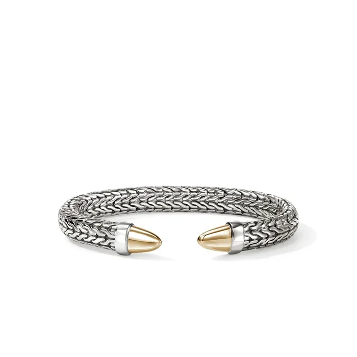 Sterling Silver and 14K Yellow Gold Spear Flex Cuff