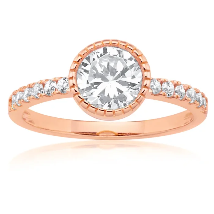 Sterling Silver and Rose Gold Plated Zirconia Ring *No Resize