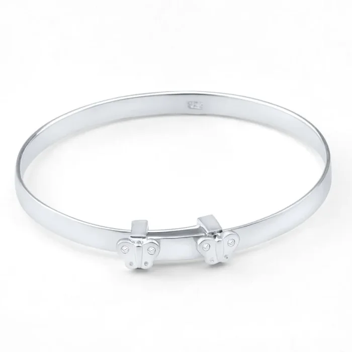 Sterling Silver Baby Butterfly 45mm Bangle