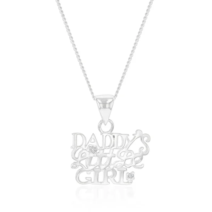 Sterling Silver Cubic Zirconia Daddy’s Little Girl Pendant