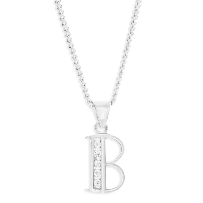 Sterling Silver Cubic Zirconia Initial “B” Pendant