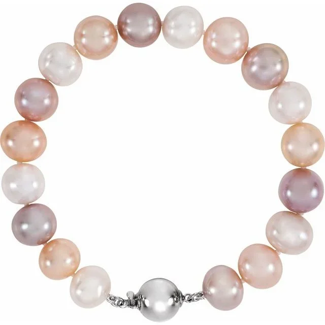Sterling Silver Cultured Multi-Color Freshwater Pearl 7 3/4″ Bracelet