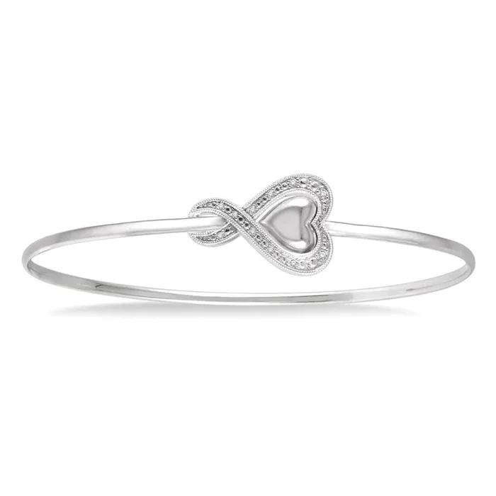 Sterling Silver Diamond Heart Bracelet