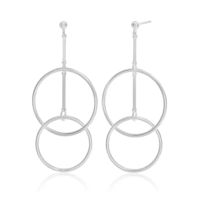 Sterling Silver Double Hoop Drop Earrings