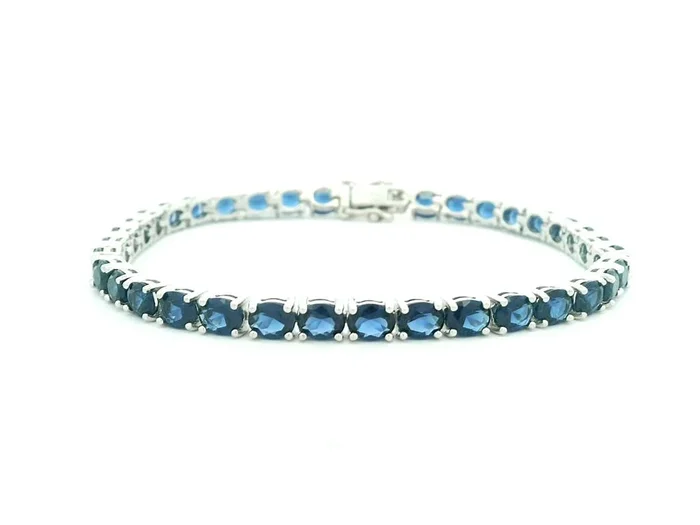 Sterling Silver Lab Grown Sapphires Tennis Bracelet