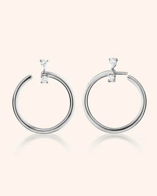 Sterling Silver Large “Galaxy Wrap Hoop” Earrings with White Sapphires