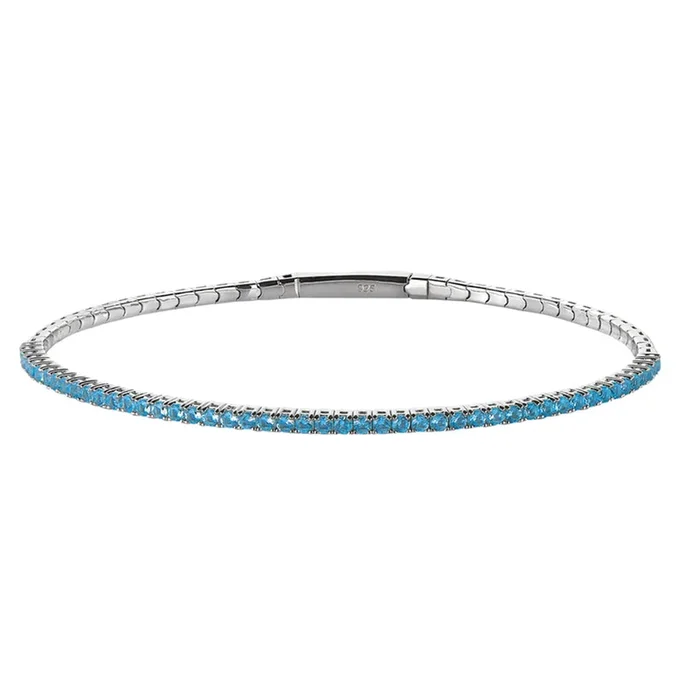 Sterling Silver March Birthstone Flex Bracelet