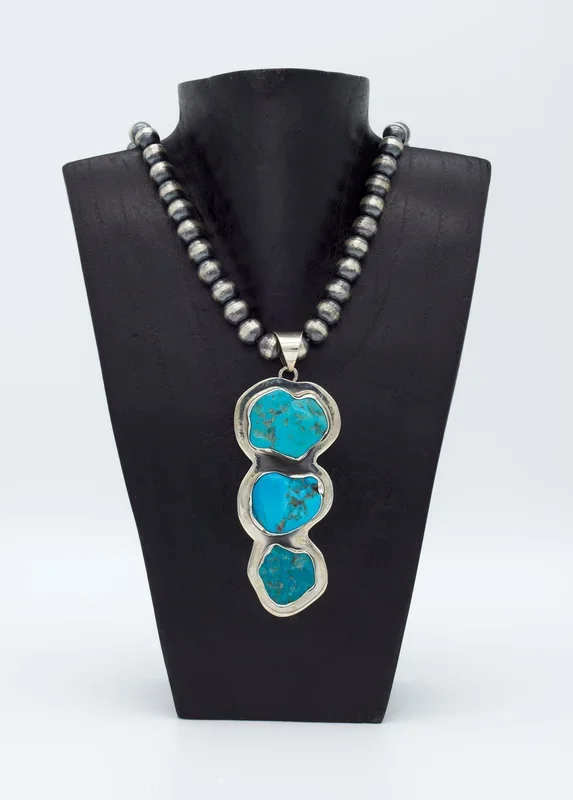 Sterling Silver Mosaic Pendant with Sleeping Beauty Turquoise