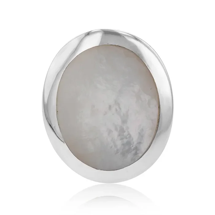 Sterling Silver Mother Of Pearl Round Ring